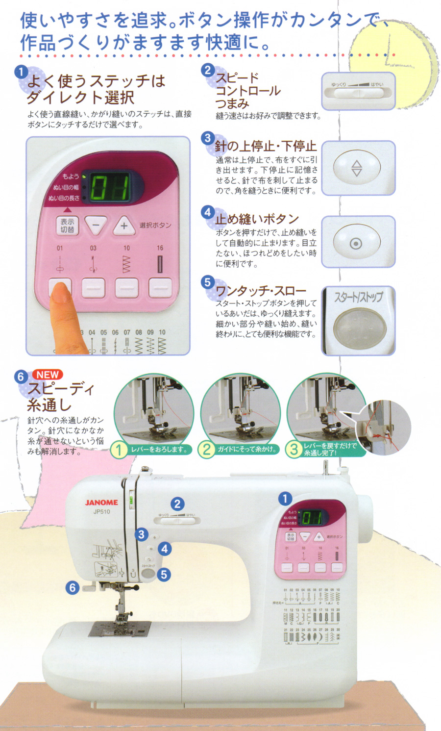 ジャノメコンピューターミシンJP-510☆激安特価で販売中！