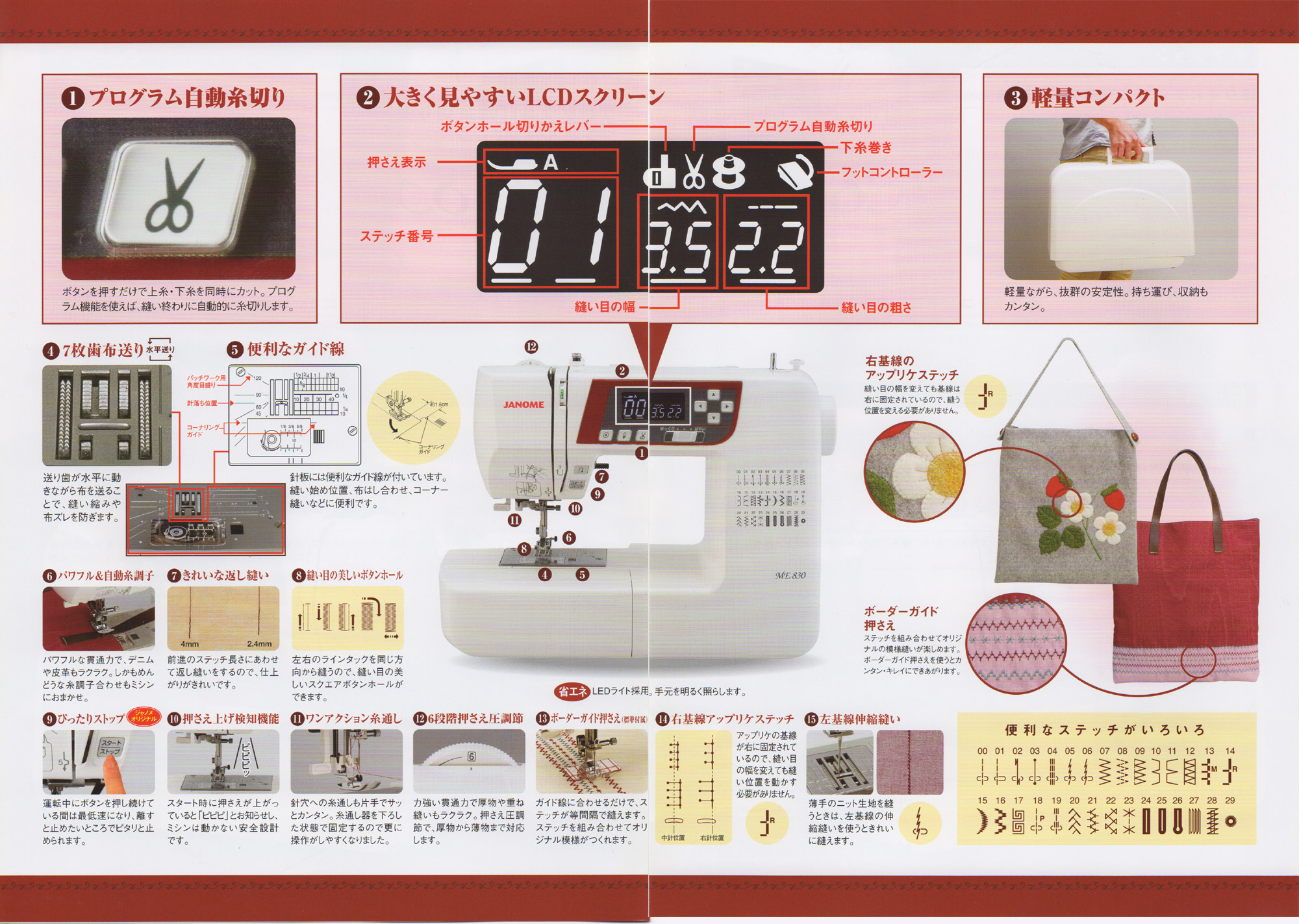 ジャノメコンピューターミシンME830☆激安特価で販売中！